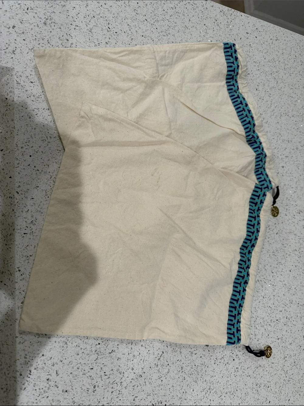 Tory Burch Drawstring Pouch with Blue Trim @@@
